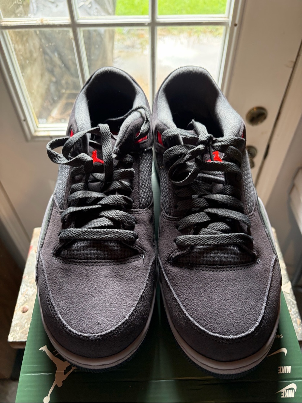 Jordan Men's dark gray Sneakers with Red Detail
